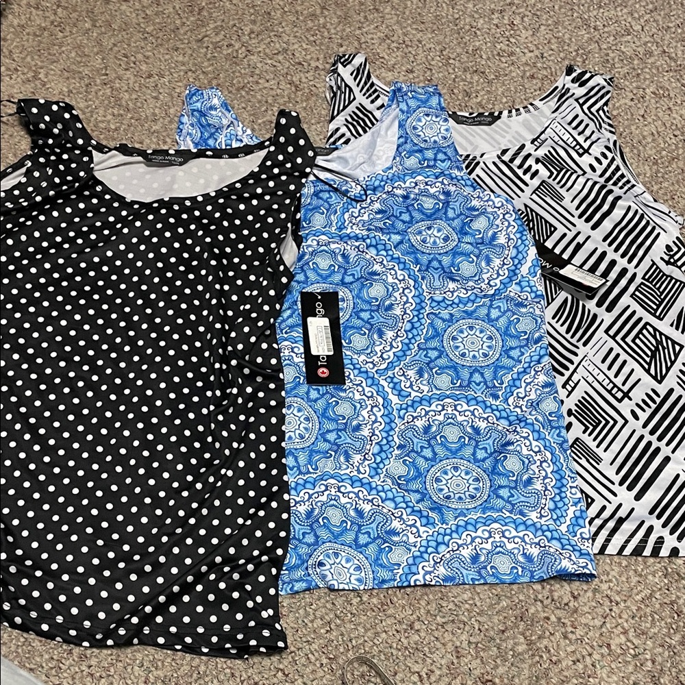 3 pc mango tango patterned tank top set